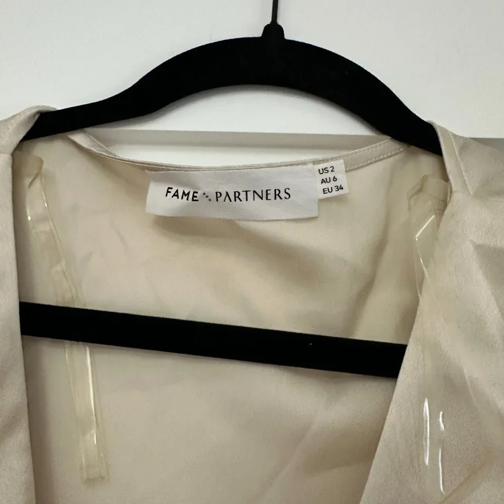 Fame and Partners Midi Long Sleeve Dress Wrap Buttons - Picture 2 of 4